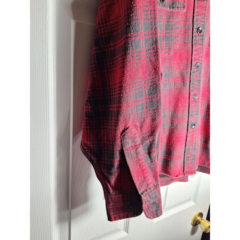 L.L. Bean Womens XL Red Flannel Vintage 90s/80s Button Front Shirt Thick - Picture 6 of 14